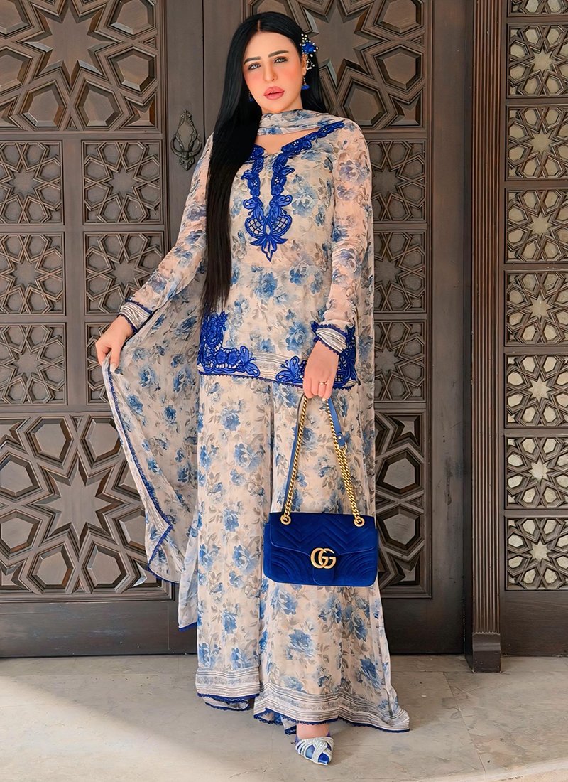 Georgette Embroidery Work Casual Wear Readymade Plazzo Suit
