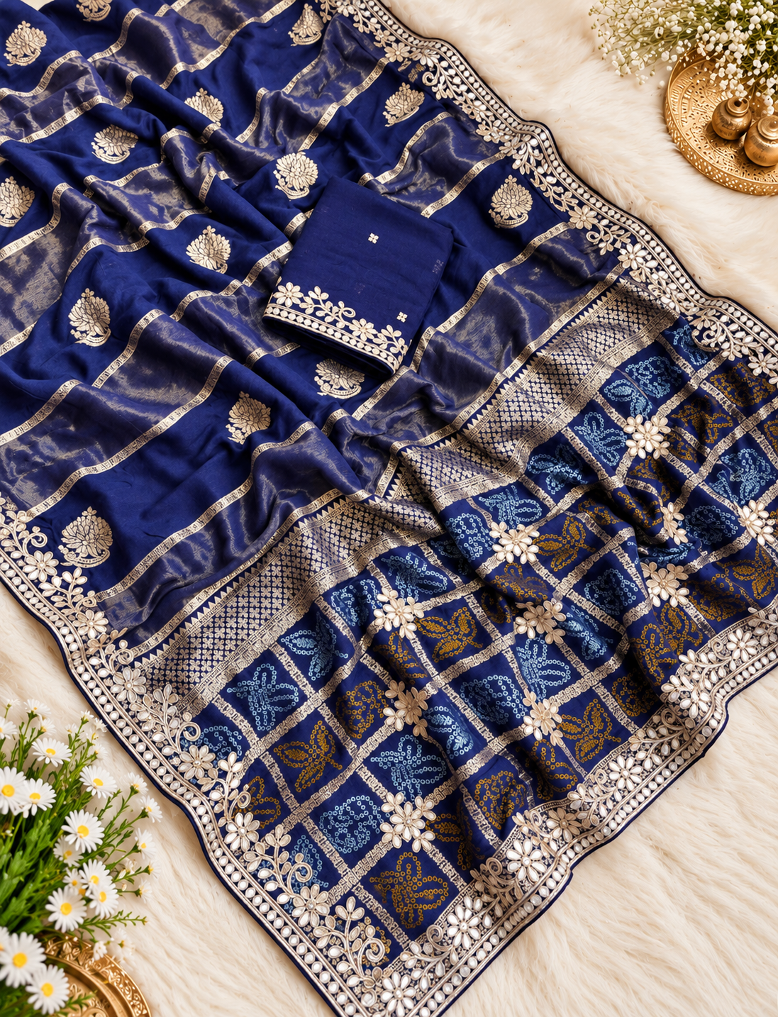 Dola Viscose Weaving Bandhej Print Pallu Saree