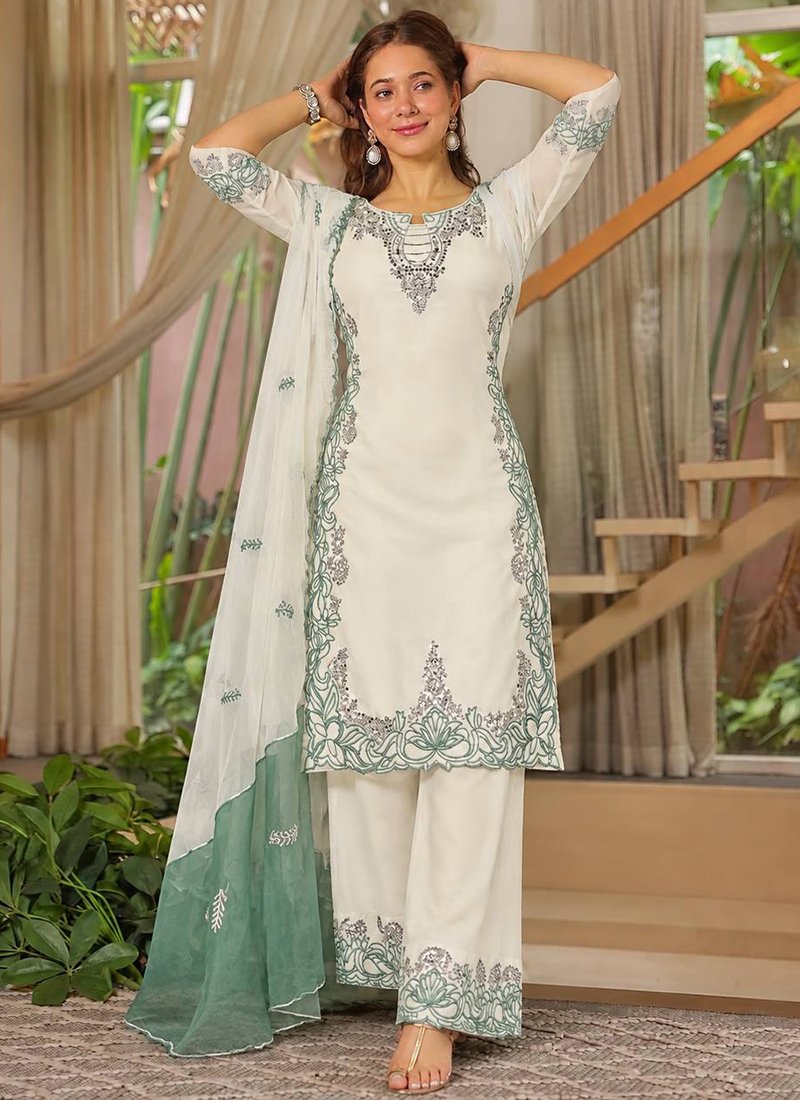 Satin Silk Embroidery Work Readymade Salwar Suit