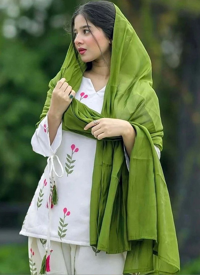 Cotton Printed Work Casual Wear Readymade Kurti Pant With Dupatta