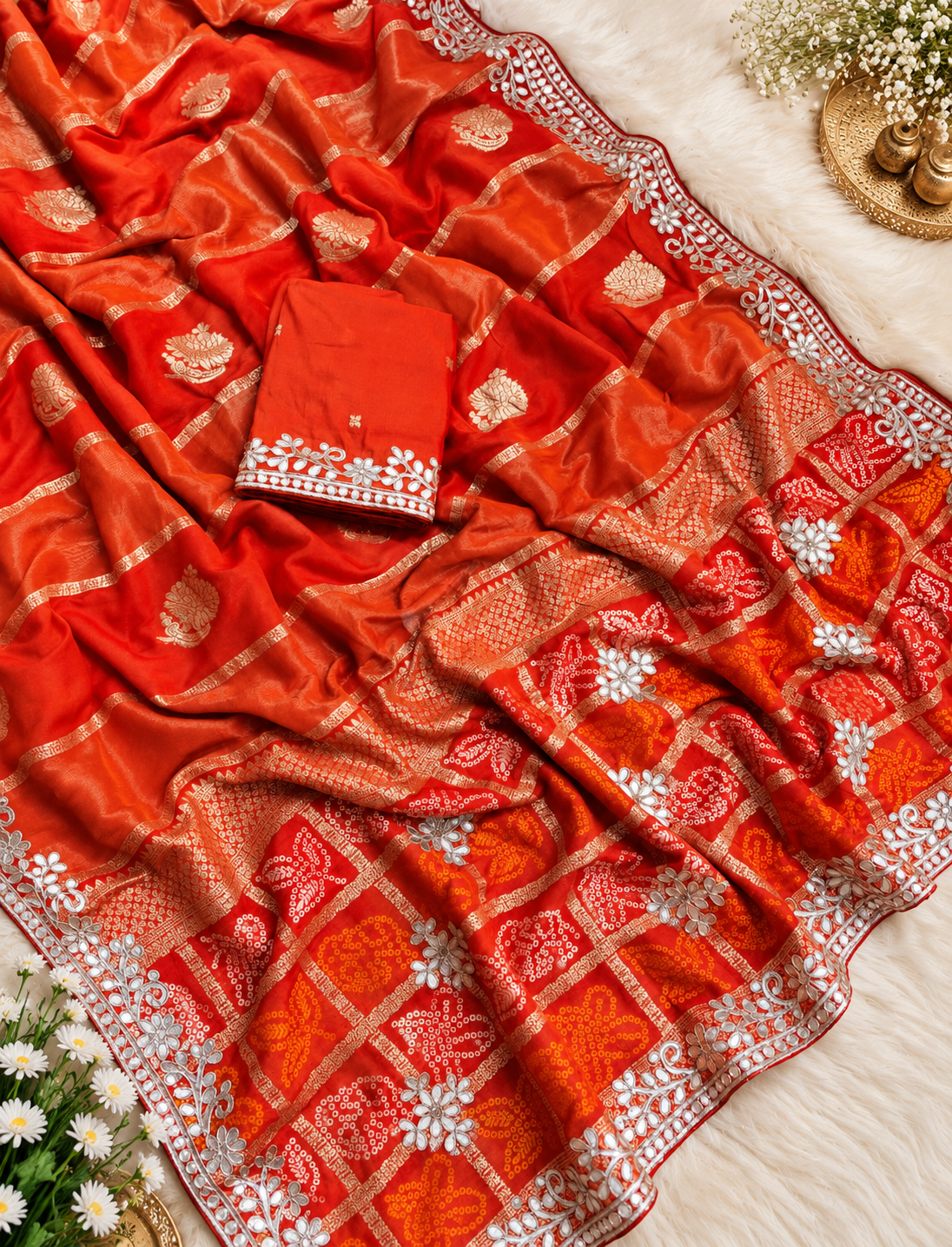 Dola Viscose Weaving Bandhej Print Pallu Saree