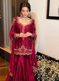 Pink Vichitra Silk Sequins Work Readymade Plazzo Suit