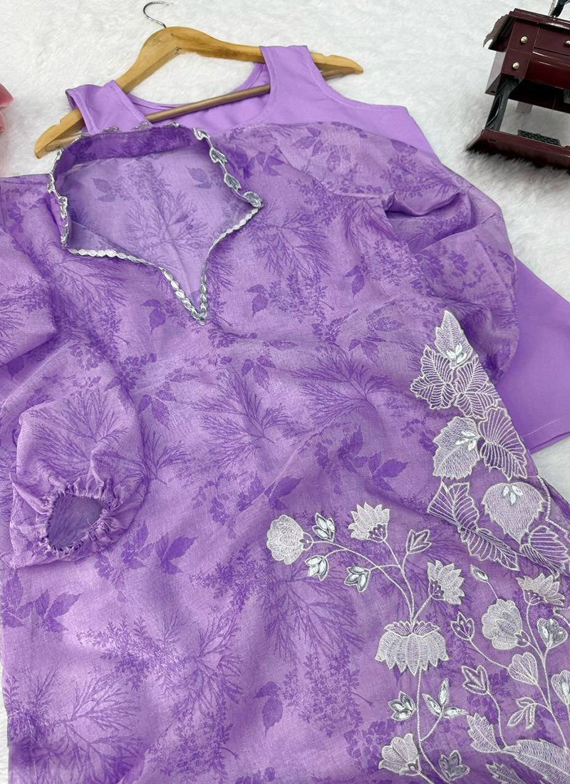 Organza Silk Digital Print Work Readymade Designer Suit