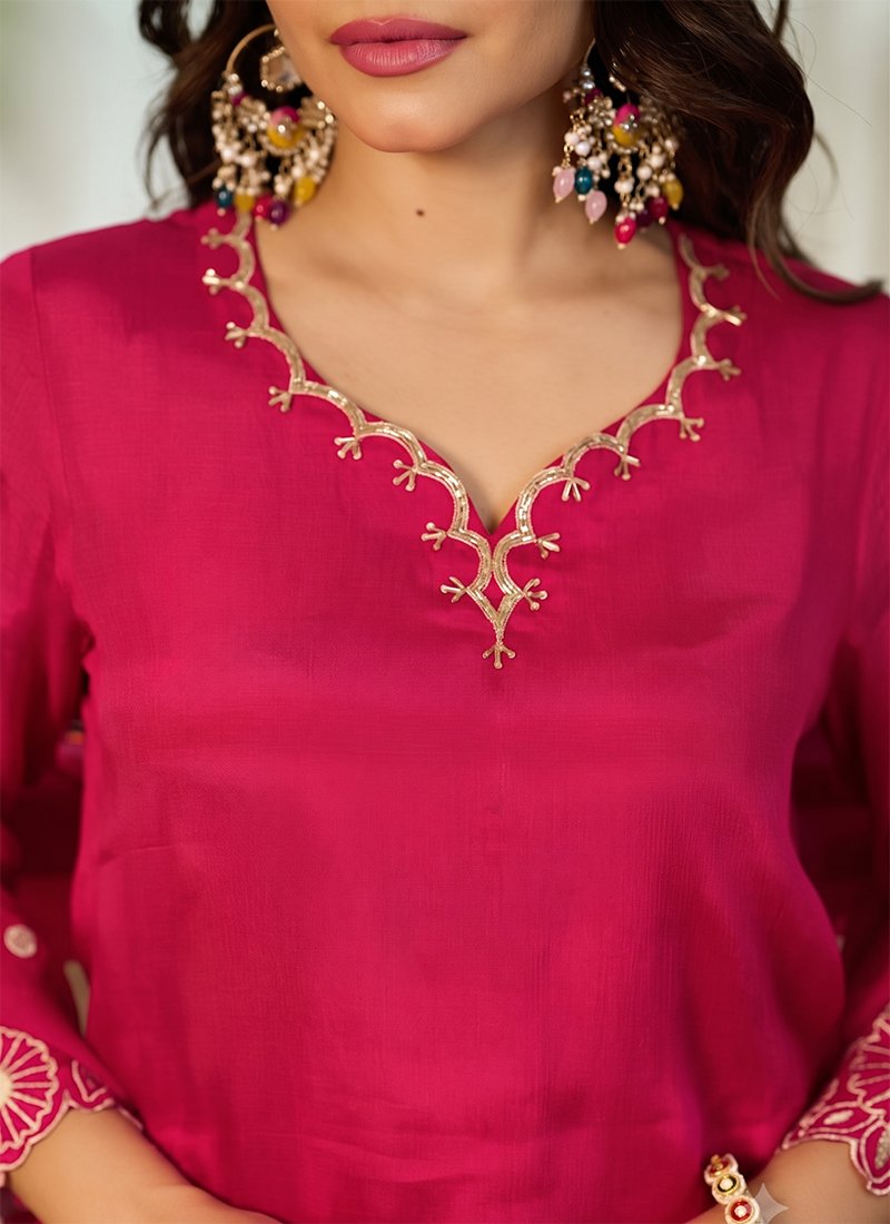Chinon Silk Embroidery Work Festival Wear Readymade Sharara Suit