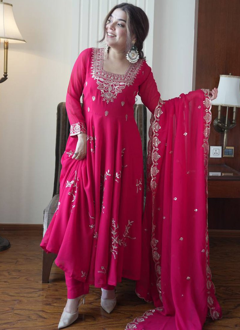 Georgette Embroidery Work Readymade Anarkali Suit