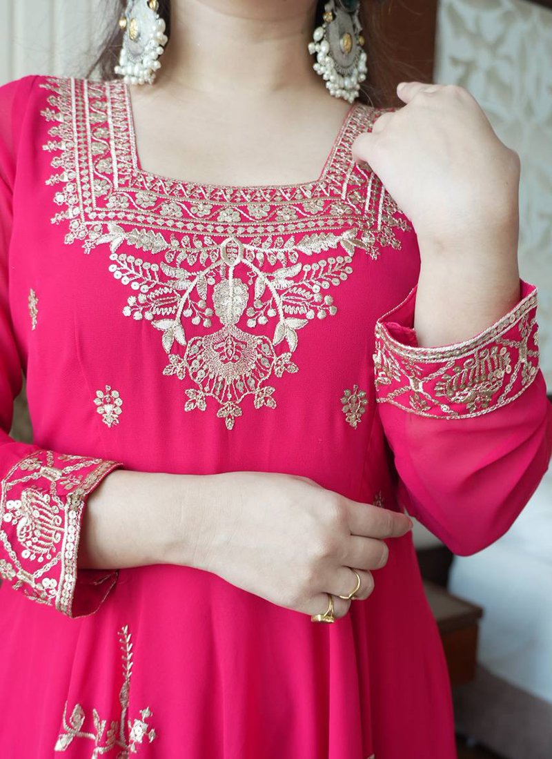Georgette Embroidery Work Readymade Anarkali Suit