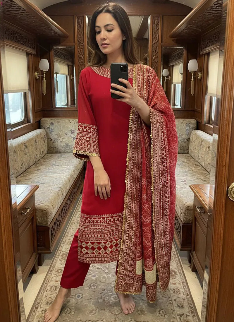 Georgette Sequins Work Casual Wear Readymade Salwar Suit