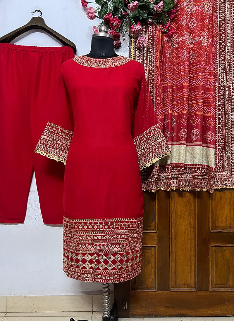 Georgette Sequins Work Casual Wear Readymade Salwar Suit