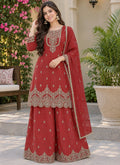 Silk Embroidery Work Festive Wear Readymade Sharara Suit