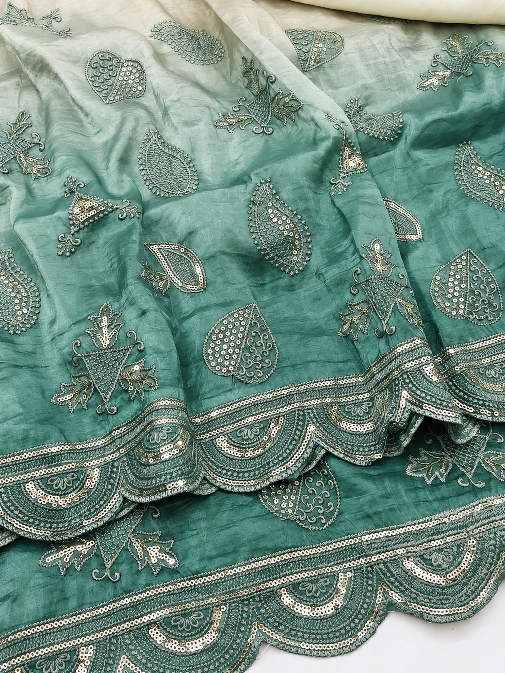 Gold Crush Embroidery Work Saree