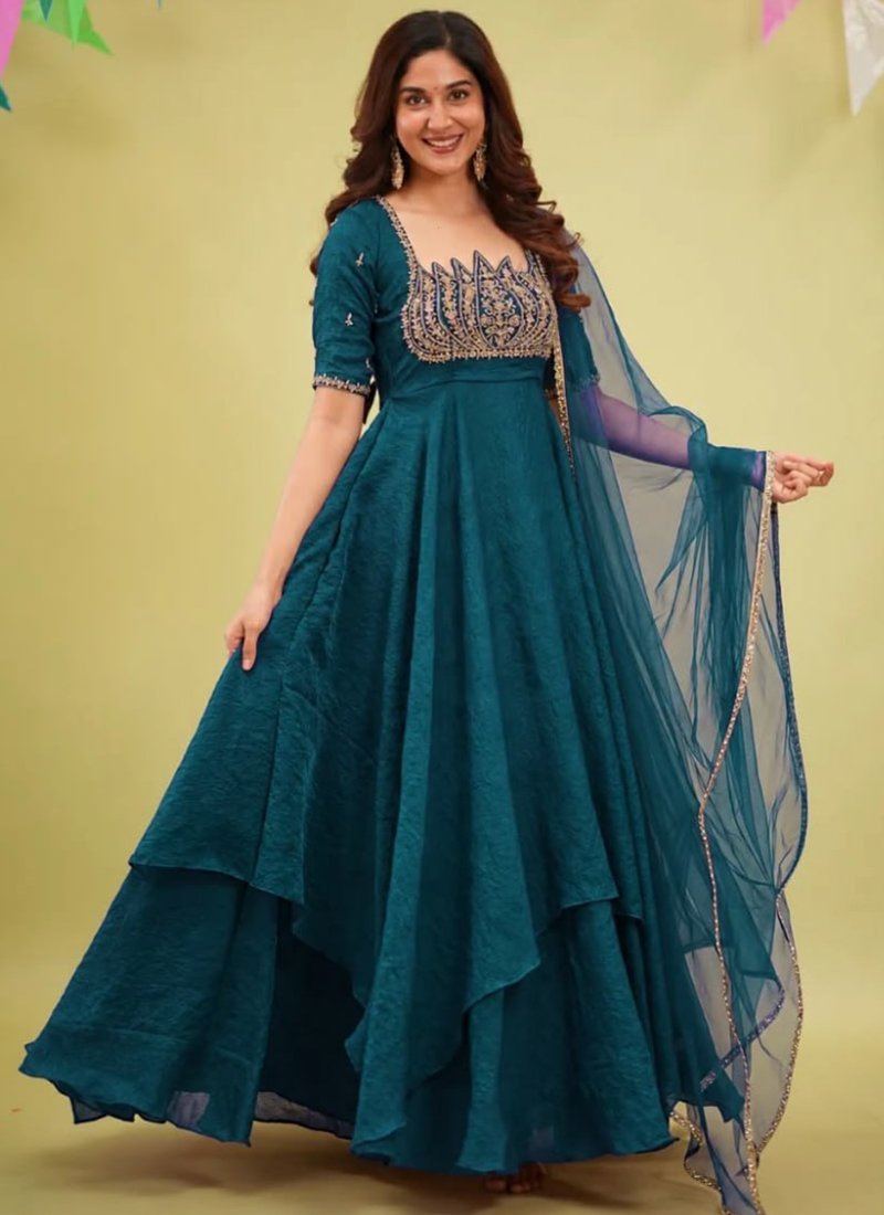 Fendi Silk Beads Work Readymade Gown