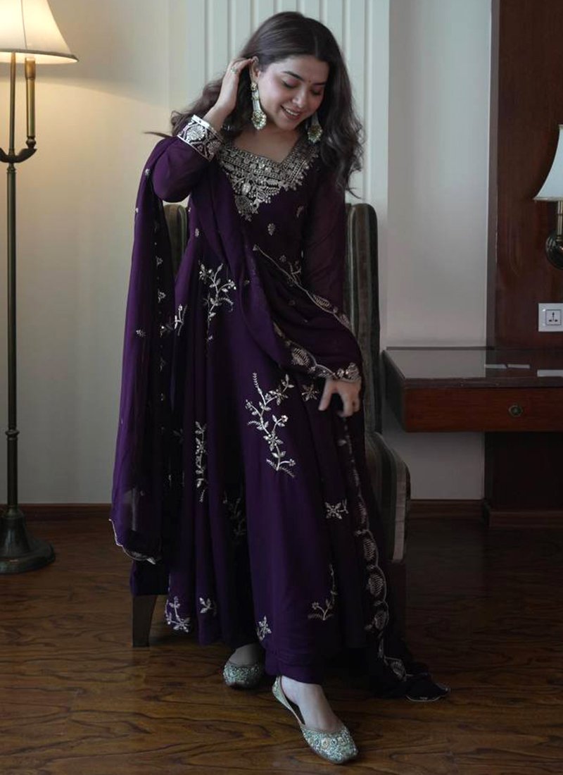 Georgette Embroidery Work Readymade Anarkali Suit