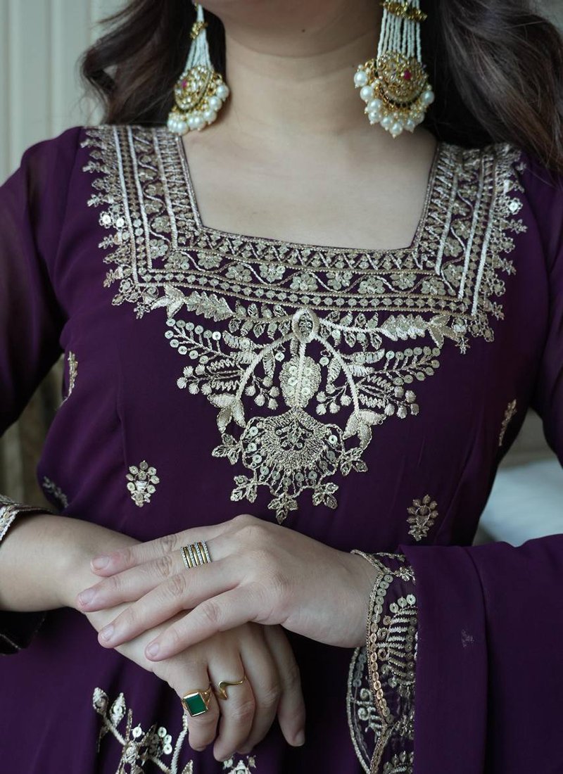 Georgette Embroidery Work Readymade Anarkali Suit