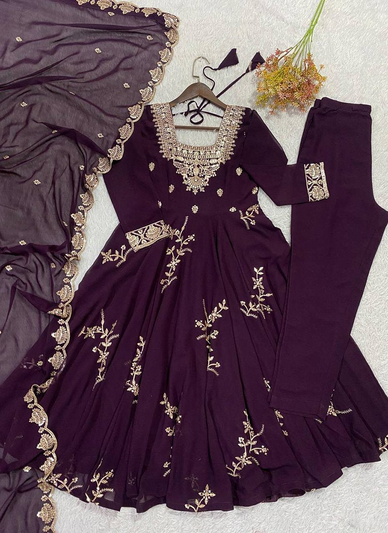 Georgette Embroidery Work Readymade Anarkali Suit
