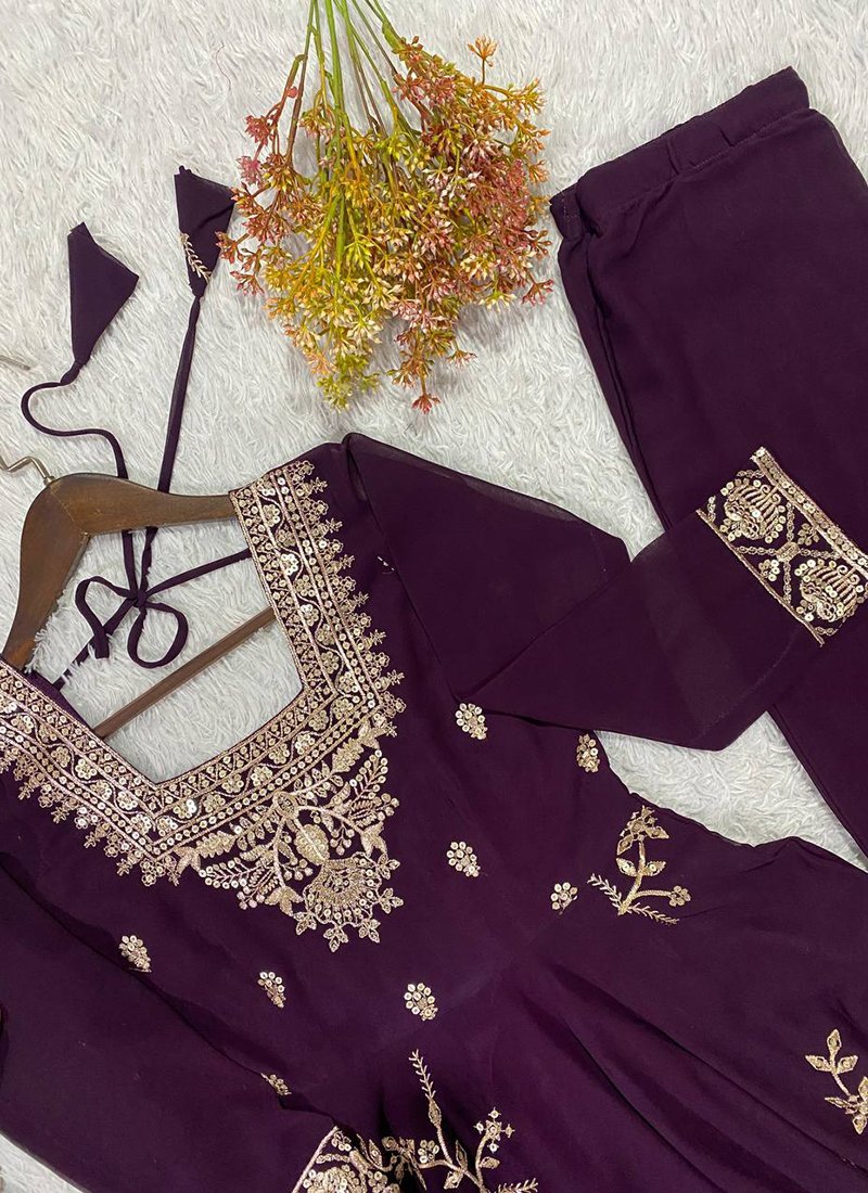 Georgette Embroidery Work Readymade Anarkali Suit