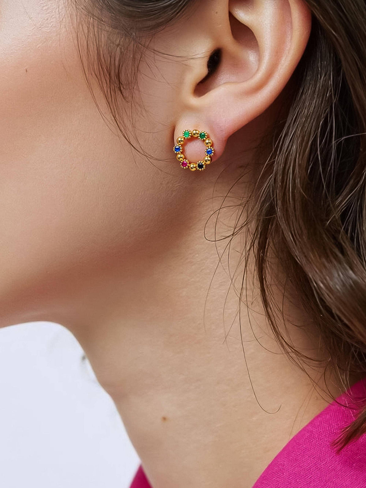 Manette 18K Gold Vintage Colorful CZ Earrings